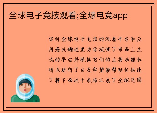 全球电子竞技观看;全球电竞app